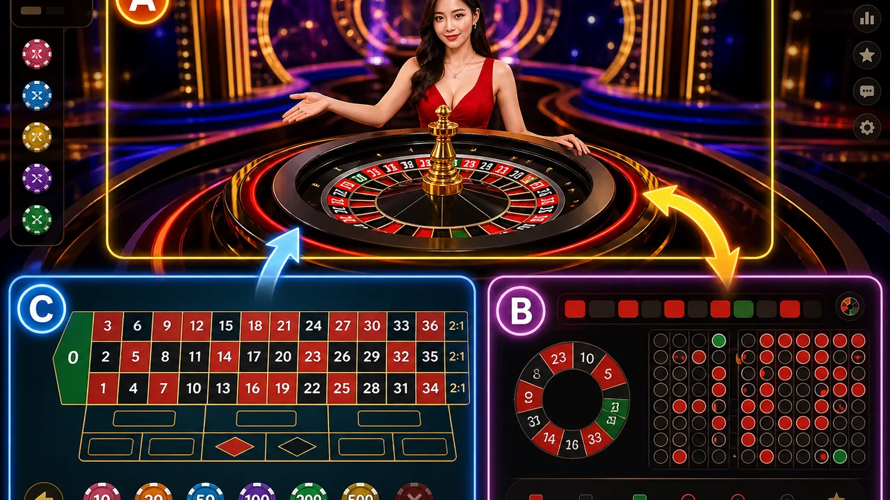 Bố cục roulette dễ theo dõi: cách đánh giá màn hình phụ roulette trực tiếp qh88